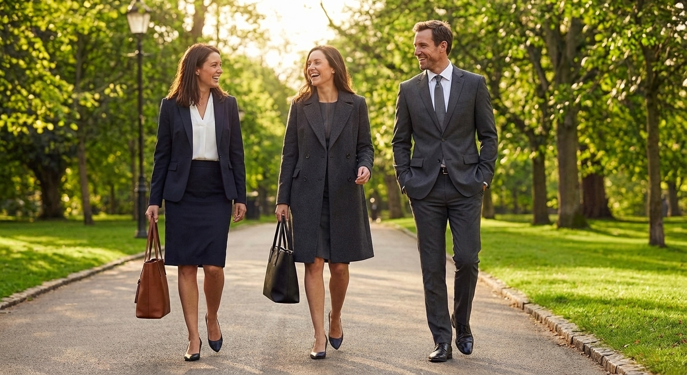 Spasertur i parken - 3 business mennesker Spasertur i parken - 3 business mennesker
